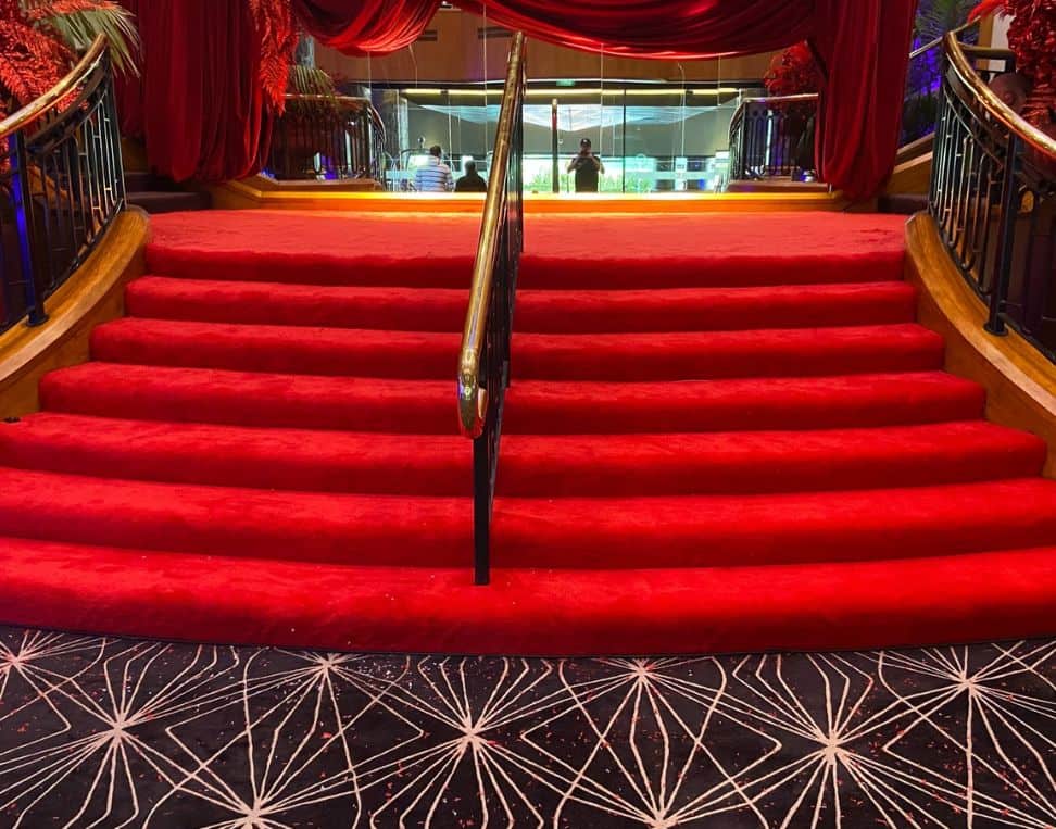 Modern red carpet services on stairs