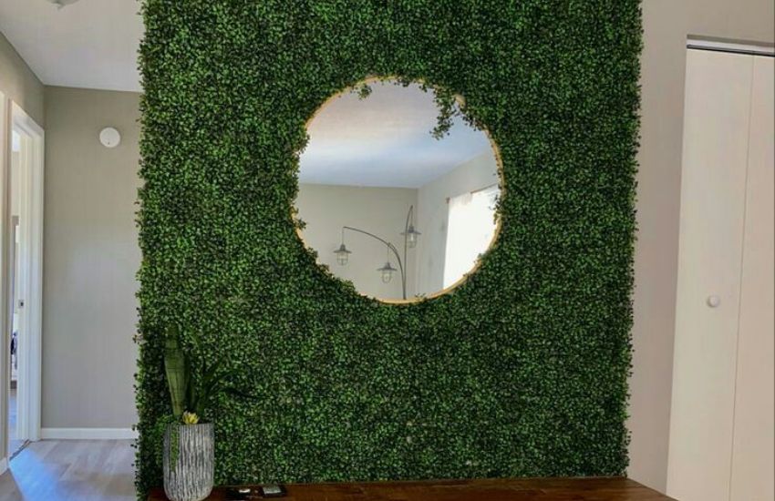Accentuate Mirror Frame With Green Grass