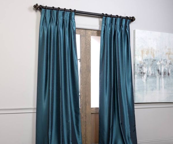 Blue color Pinch Pleat curtains