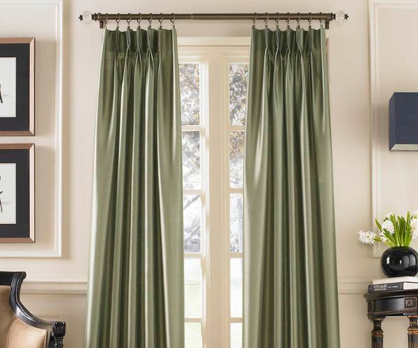 Green color Pinch Pleat curtains